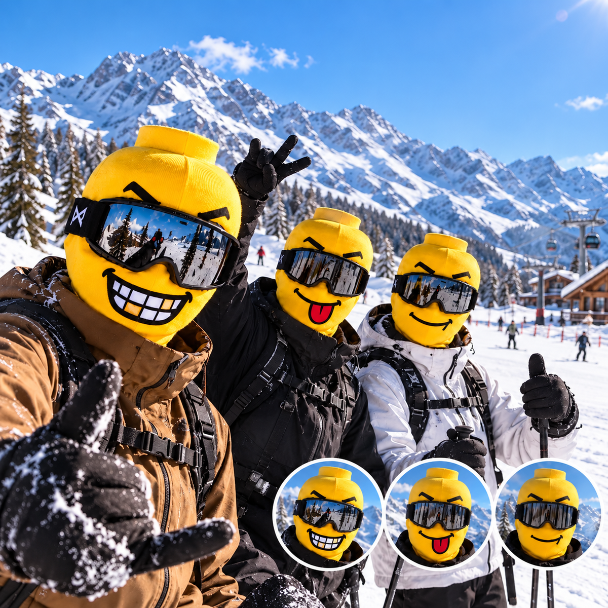SnowFace Yellow – Bivakmuts met grappig gezicht