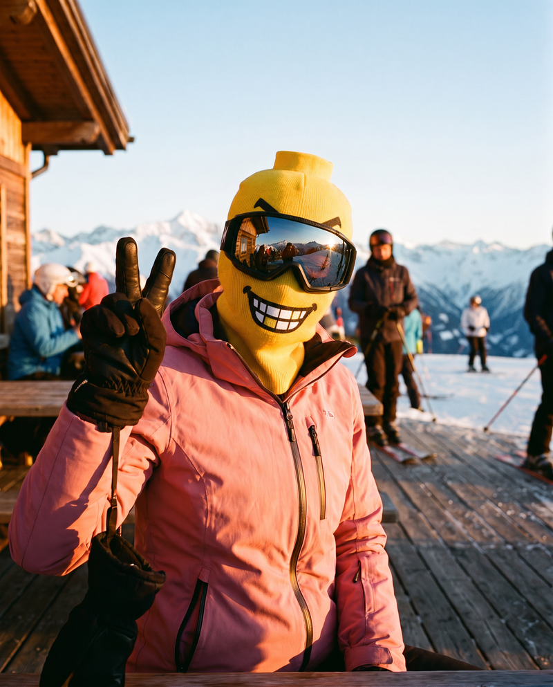 Esquiadora con pasamontañas SnowFace El Mordiscos